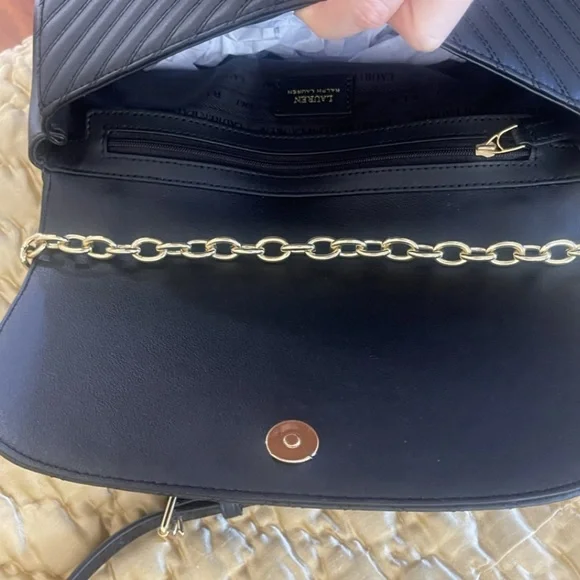 Ralph Lauren monogram bag with chain gold monogram logo hardware NWT